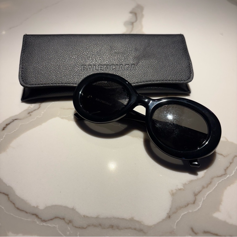 Balenciaga Black Oval Sunglasses